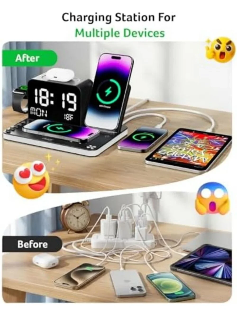 7-in-1 Wireless Charging Station for iPhone, Apple Watch, AirPods & More - Fast
